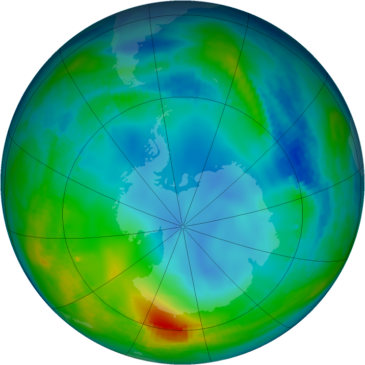 Antarctic ozone map for 02 June 1986